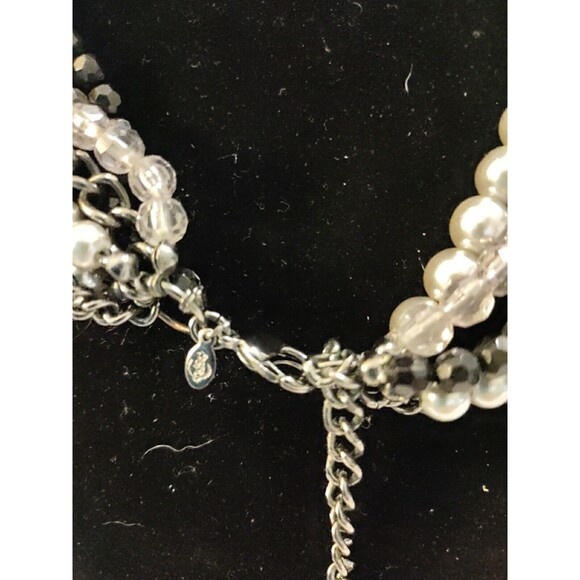 Premier Design Multi-Strand Silver Tone Beads and Gun Metal Chains - Picture 6 of 9